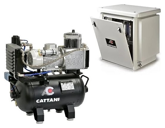 Компрессор Cattani на 1 установку, 1 цилиндр, с осушителем, (в кожухе), ресивер 30 л